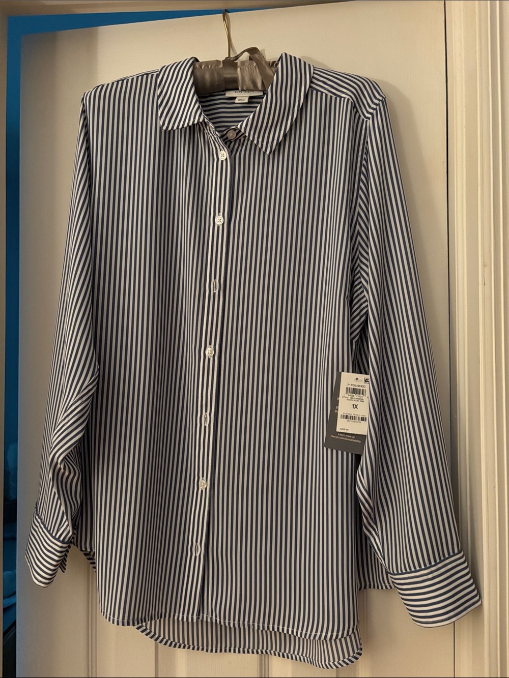 Women's Striped Button-Down Blouse - Blue/White
